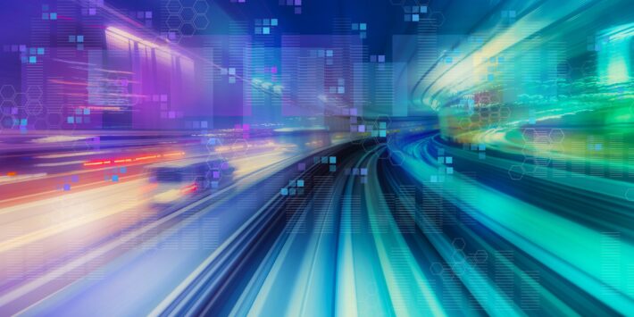 Digital graphs and hexagon grids with abstract high speed technology POV motion blur
