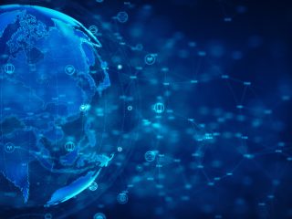 Cyber security and information network protection. Future technology network for business and internet concept. Earth element furnished by Nasa